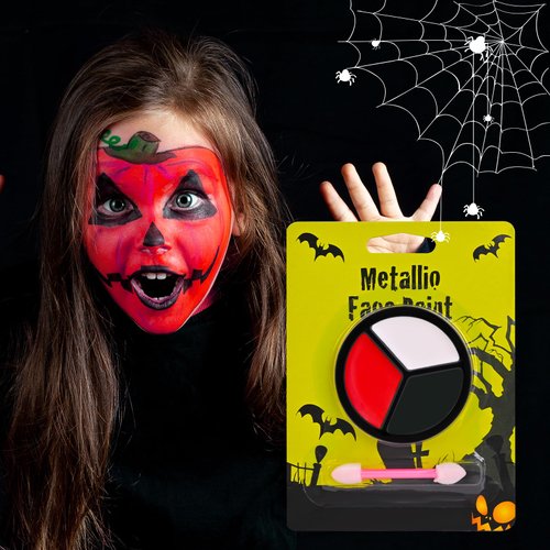 Black White Red Face Paint, 3 Colors Body and Face Painting, Face Body Paint Special Effects Makeup Kit Dress Up Non Toxic Face Painting Kits for Halloween Special Effects SFX Clown Skeleton Cosplay