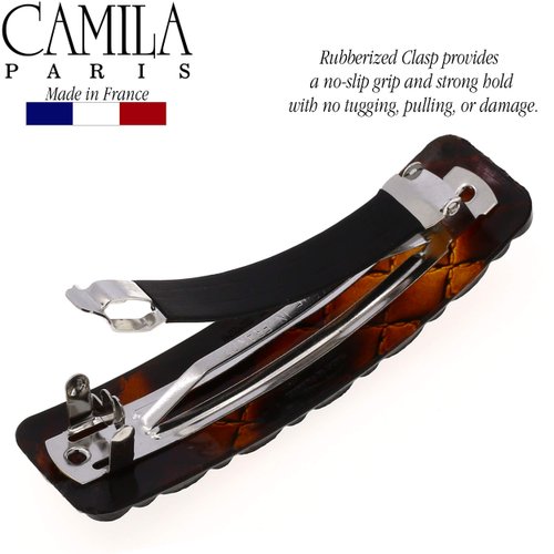 Camila Paris CP2631 French Hair Barrette Clip for Girls, Tortoise Shell, Rubberized Metal Closure Strong Hold Grip Hair Clips for Women, No Slip Durable Styling Girls Hair Accessories, Made in France