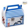 Hammont Paper Treat Boxes - (10 Pack) - Party Favors Treat Container Cookie Boxes Cute Designs Perfect for Parties and Celebrations 6.25" x 3.75" x 3.5" (Sailor)
