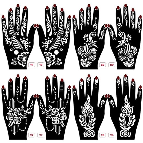 KICKWIX Henna Tattoo Stencils kit,Temporary Tattoos Stencils Reusable Henna Tattoo kit for Hand Forearm Airbrush Tattooing Template, Indian Temporary Tattoo Stickers