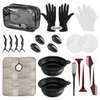 25 Pcs Hair Dye Kit, Hair Tinting Bowl Dye Brush Ear Cover Clips Gloves Storage Bag DIY Salon Disposable Hood and gloves, Home Use Hair Coloring Bleaching Hair Dryers Hair Dye Coloring Tools Set