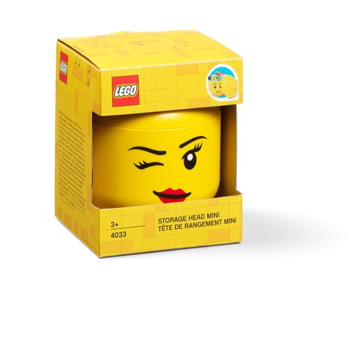 Room Copenhagen, Lego Storage Heads Stackable Storage Container - Buildable Organizational Bins for Kid’s Toys and Accessories - 4.02 x 4.02 x 4.53in - Mini, Winky, Holds 100 Bricks