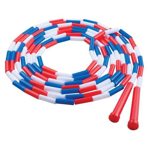 Champion Sports 16 Inch Plastic Segmented Jump Rope for Exercise and Fitness in Red, White and Blue