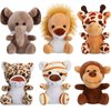 Sumind 12 Pieces Mini Stuffed Forest Animals Jungle Animal Plush Toys 4.8 Inch Cute Plush Elephant Lion Giraffe Tiger Plush for Animal Themed Parties Achievement Award(Sitting)