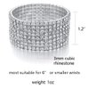 Zealmer Women Clear Rhinestone 8 Row Stretch Bracelet Silver Tone(small)
