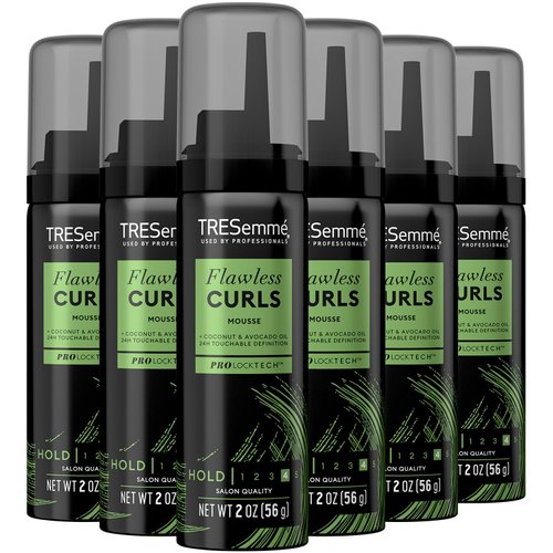 TRESemmé Hair Mousse, Flawless Curls, 6-Pack Travel-Size – Curly Hair Products with Nourishing Coconut & Avocado Oil, 2 Oz Ea