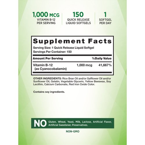 Nature's Truth Vitamin B12 | 1000 mcg | 150 Softgels | Non-GMO & Gluten Free Supplement
