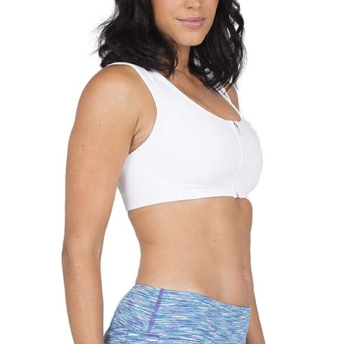 ALIGNMED Posture Sports Bra Seamless | Increase Upper Body Strength & Oxygen Intake | Improve Support During Exercise & Shoulder Mechanics for All Fitness Activities | White, X-Small