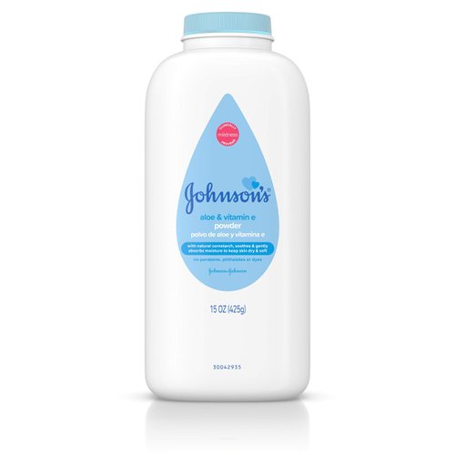 Johnson's Baby Powder with Naturally Derived Cornstarch Aloe & Vitamin E, Hypoallergenic, 15 oz