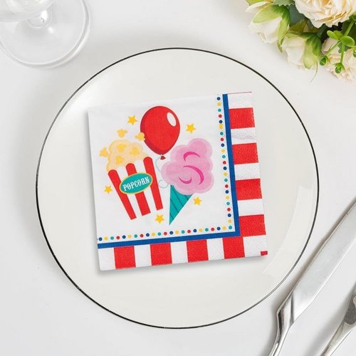 Fun Express - Carnival Beverage Napkins for Birthday - Party Supplies - Print Tableware - Print Napkins - Birthday - 16 Pieces