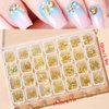 28 Grids Gold Metal Nail Studs, 3D Mix Geometry Nail Art Glitter Flakes Decorations Set, Multiple Shapes Rivet Jewelry Accessories for Women Girls Manicure Acrylic Nails Supplies DIY Crafts Sequins