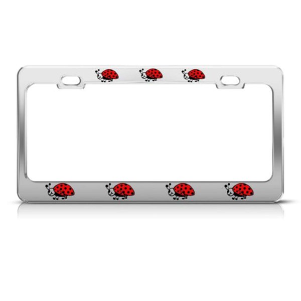 Speedy Pros Metal License Plate Frame Ladybug Lady Bug Style B Car Accessories Chrome 2 Holes