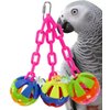 Bonka Bird Toys 1273 Tri-Chain Ball 10" High by 6" Wide Medium Parrot Plastic Cage Toy, African Grey, Pionus, Ringneck, and Similar Sized Birds