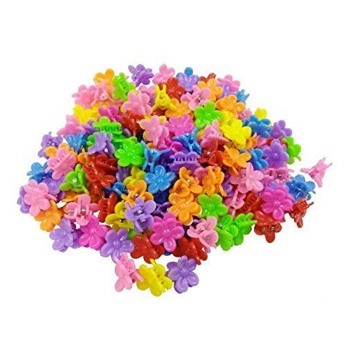 Aeyistry 50 Pcs Small Mini Flower Plastic Hair Claw Clips Mix Colored Petal Hair pins No Slip Hair Barrettes