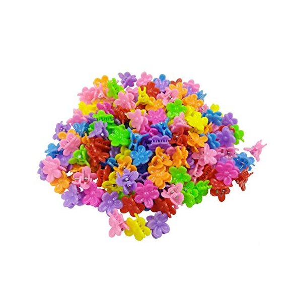 Aeyistry 50 Pcs Small Mini Flower Plastic Hair Claw Clips Mix Colored Petal Hair pins No Slip Hair Barrettes