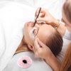 Bememo 2 Pieces Jade Stone for Lash Glue Eyelash Extension Round Jade Stone Lash Glue Holders Adhesive Pallet Fake Eye Lash Holder Base 2 Inch (Pink)
