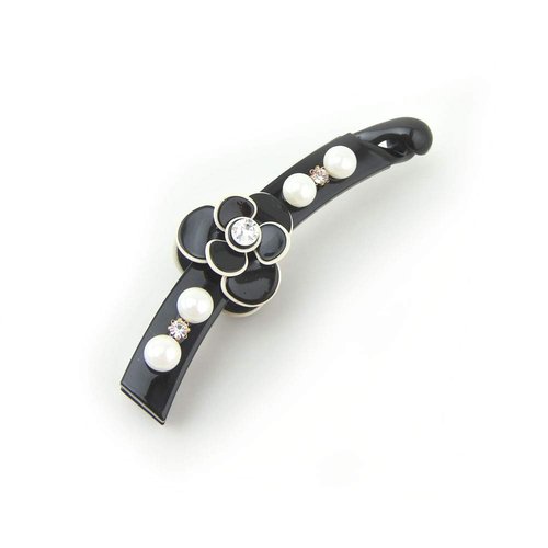 Meilliwish Noble Flower Wedding Beautiful Banana Hair Clip for Women (H81)(Black)