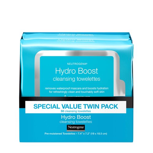 Neutrogena Neutrogena Hydroboost Facial Cleansing & Makeup Remover Wipes With Hyaluronic Acid, Twin Pack, 25 Ct, 25 count (Pack of 4)