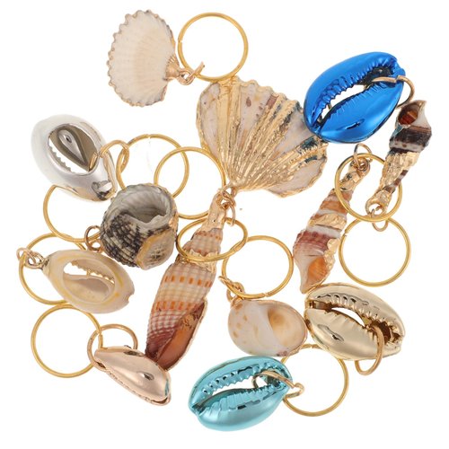 EXCEART Dreadlock Accessories 13pcs Hair Braid Rings Shell Headpiece Hair Clips Pendant Ocean Conch Seashell Enamel Charms Pendants for Diy Jewelry Making Hair Jewelry Accessories