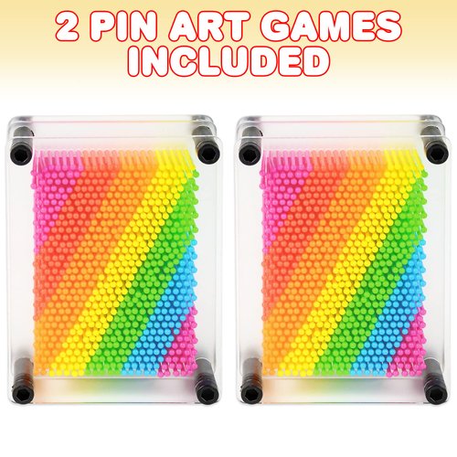 ArtCreativity Rainbow 3D Pin Art Game - Set of 2 - Colorful Plastic Pin Art Sensory Toy for Kids & Adults, Classic Pin Impression Art Sculpture Toys, Novelty Gift Set, Party Favors, Goodie Bag fillers