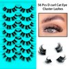 Clusters Lashes Flu-ffy D Curl DIY Individual Lashes, Cat-Eye 20mm Long Volume Eyelashes Cluster that Look Like Extensions, 56 Pcs Dramatic Fake Eyelashes Clusters(7B-FD-BH02)