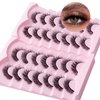 14 Pairs 6D False Eyelashes Fluffy Faux Mink D Curl Volume 17mm Fake Lashes Wispy Fluffy Natural Look Eye Lashes Strip Pack