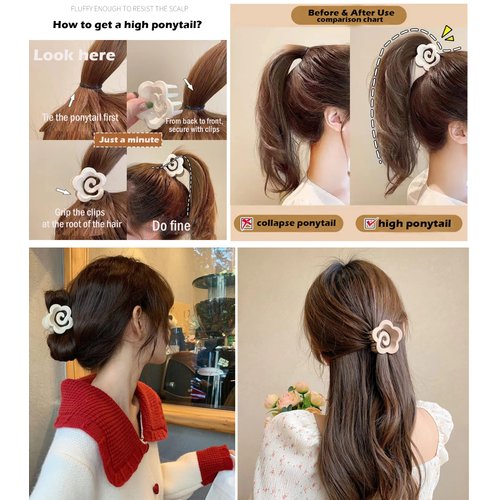 Mixcbe Flower Claw Hair Clips for Women Thin Hair, Matte Medium Hair Jaw Clips for Thin Hair Catch Clamps Barrettes Accessories Gifts 8 Colors