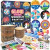 klmars Kids Wooden Painting Kit-Glow in The Dark-Arts & Crafts Gifts for Boys Girls Ages 5-12-Wood Slice Craft Activities Kits - Creative Art Toys for 5, 6, 7, 8, 9, 10, 11 & 12 Year Old Kids