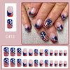 Rilafuvu 4th of July Press on Nails Short Fake Nails Square with USA Patriotic Design Glue on Nails American Stars and Stripes Glitter Acrylic Nails Fourth of July Nails for Women Girls 24Pcs