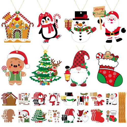 JULBEAR Christmas Crafts Kits for Kids, Make Your Own Christmas Stickers Ornament Making Kit DIY ...