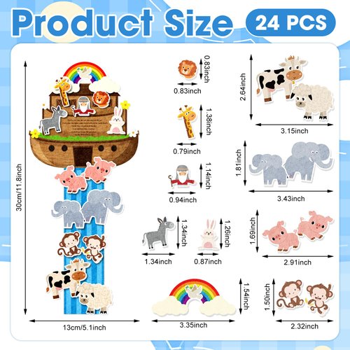 Peryiter 24 Pieces Noahs Ark Craft Kit DIY Noahs Ark Toy, Sunday School Crafts Noahs Ark Decorations for Operation Christmas Boys and Girls Gift Crafts Home Classroom Activities Gift Party
