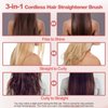 Youbella Cordless Hair Straightener Brush, Portable Negative Ion Straightening Comb for Travel, 3 in 1 Mini Hot Curling Hair Brush for Women, Fast Heating for All Hair Styling, Pink