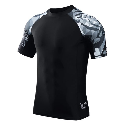 Men's Splice UV Sun Protection UPF 50+ Skins Rash Guard Short Sleeves(Bear,M)
