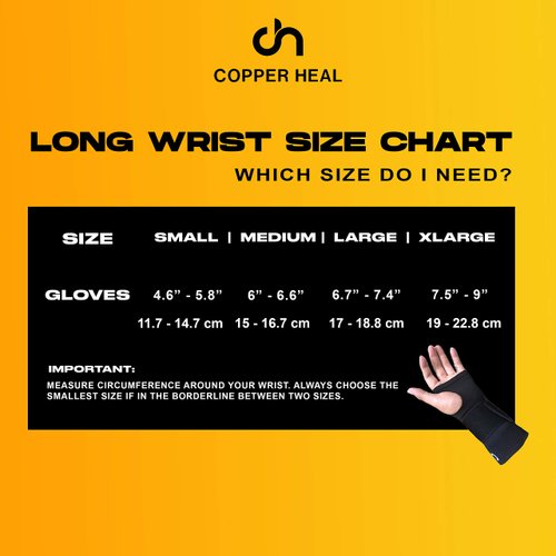 COPPER HEAL Long WRIST Brace compression Sleeve wraps Adjustable Bandage Right & Left Hands Strap Short Sleeves Wrap Recovery carpal tunnel wrist brace night support thumb
