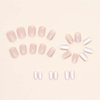 IMSOHOT Square Press on Nails Short White French Fake Nails Nude Pearlescent Full Cover Acrylic False Nails Glitter Glue on Nails Glossy Squoval Nails 24Pcs