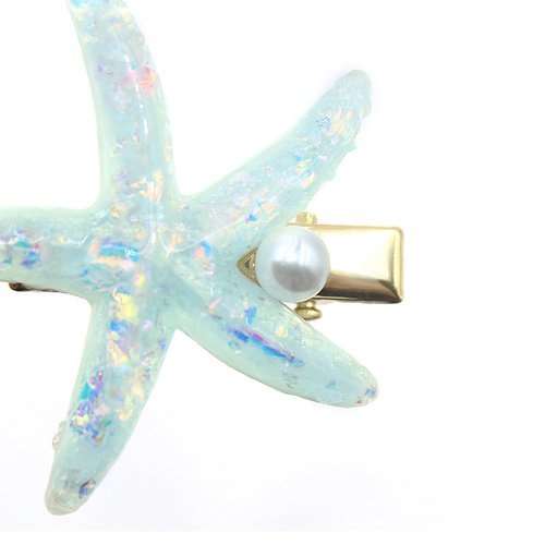 IKUHRMO Starfish Shell Pearl Hair Clip Set, Artificial Mermaid Costume Hairpin Princess Headwear for Girls Women Hair Accessories (Blue)