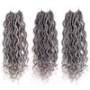6 Packs Goddess Locs Crochet Hair 14 Inch Gray Wavy Curly Faux Locs Crochet Braids Synthetic Hair Extensions Dreadlocks Crochet Locs Braiding Hair Goddess Brainds Crochet Hair (14" (6 Packs), #51)