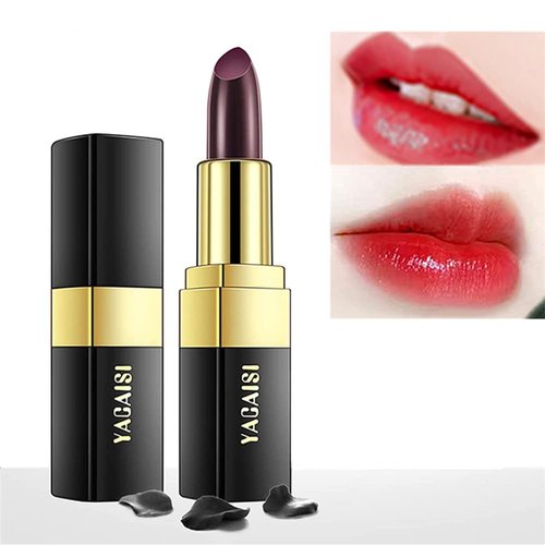 Go Ho Black Magic Lipstick,Magic Color Changing Lipstick,Natural Lip Stain Gloss Moisturizing Long Lasting Lip Balm Labiales Magicos Nutritious Lipstick For Women(Black Rose Changing Red)