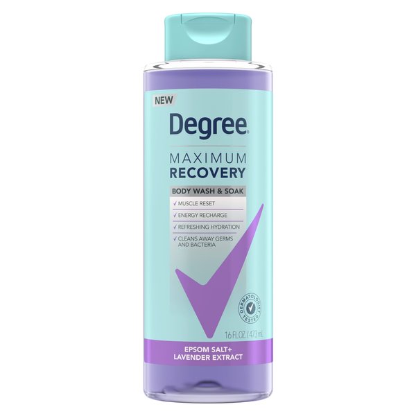 Degree Maximum Recovery Body Wash and Bath Soak Lavender Extract, 16 oz