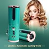 Automatic Curling Iron, Hair Curling Iron for Hair Styling, Cordless Auto Hair Curler, with 6 Temps and Timers, Auto Shut-Off, Fast Heating, Rechargeable Cordless Hair Curler 1 (Green) (Green)