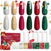 SAVILAND Christmas Gel Nail Polish Set: 6 Color Glitter Red Green Gold Silver Gel Polish Nail Art Stickers Liner Brush Castor Oil Vitamin E Nail Kit Party Christmas Limited Series Gifts