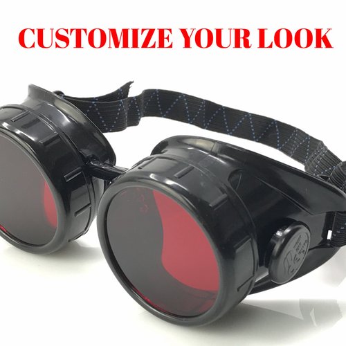 Steampunk Mad Scientist Goggles Rave Glasses Costume Eye Protection Goggles Welding Style Red