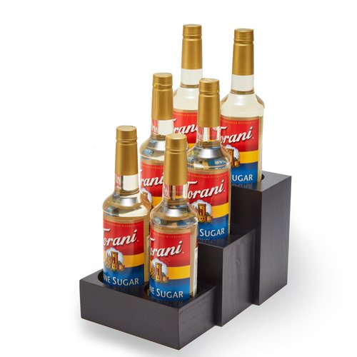 GOVOKOI Wood Coffee Syrup Rack Organizer, 3 Tier Separated Syrup Bottle Holder for Coffee Bar, 6 Bottles Storage Stand for Syrup, Wine, Dressing for Kitchen Coffee Station