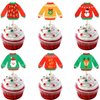 36 PCS Ugly Sweater Cupcake Toppers Merry Christmas Cupcake Picks Ugly Sweater Party Decorations for Christmas Ugly Sweater Theme Xmas Holiday Baby Shower Birthday Party Cake Decorations Supplies