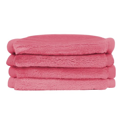 Puomue Makeup Remover Cloth 4 Pack, Ultra Soft and Reusable Microfiber Makeup Remover Towels for All Skin Types, Perfect Face Towels for Women, 5.1"X15.3", Rose Red