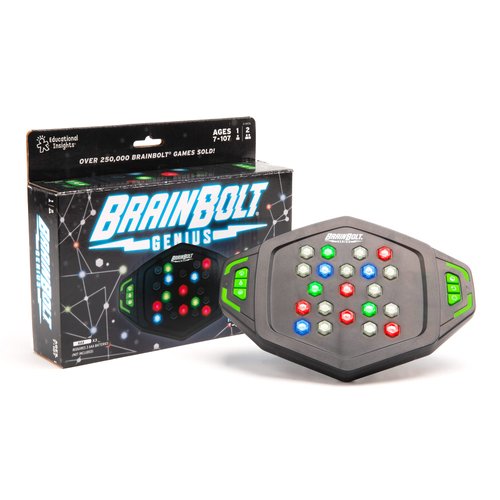 Educational Insights BrainBolt Genius Handheld Electronic Memory Game with Lights & Sounds, Brain Teaser Puzzle Game, Ages 7+