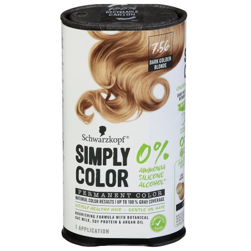Schwarzkopf Simply Color Hair Color 7.56 Dark Golden Blonde, 1 Application - Permanent Hair Dye for Healthy Looking Hair without Ammonia or Silicone, Dermatologist Tested, No PPD & PTD
