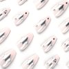 IMSOHOT Medium Press on Nails Almond Glossy Fake Nails Stiletto Nude False Nails Glue on Nails Silver Star Full Cover Acrylic Nails for Women 24PCS