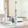 Sonic-FX Dual Electric Rechargeable Toothbrush Duo Dual Handle Sonic 3 Brushing Modes Toothbrush Set with Smart Timer for Adults and Kids with Charging Dock Brush Holder and 14 Brush Heads, White