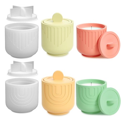 2 Set Storage Box Silicone Resin Mold with lids Oval Shaped Bottle Jar Epoxy Silicone Casting Molds for Potted Candlestick Ornaments Container Pen Holder, 3D DIY Decor Crafts